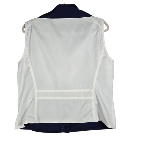 Lauren Ralph Lauren Vest Womens Large Navy White Reversible Collar Zip Pockets - Picture 10 of 10